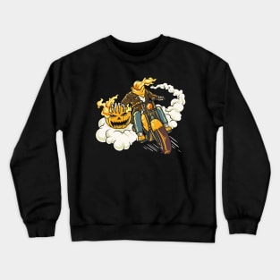 Motorcycle Riding Pumpkinrider Pumpkin Pumpkinhead Halloween Crewneck Sweatshirt